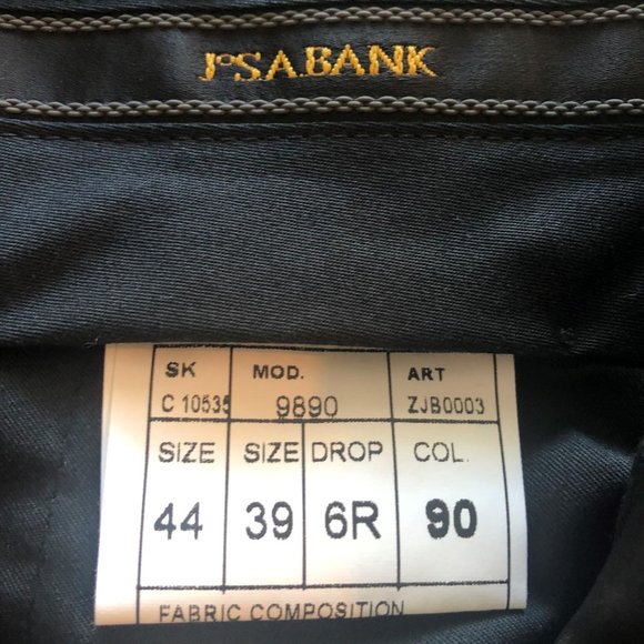 NEW，Jos. A. Bank Charcoal 44 Reg Complete 2pc Suit 39W Pants - Picture 6 of 16